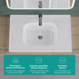 glasvilla Waschbecken Glänzend Weiß Einbauwaschbecken Waschtisch Mineralguss Rechteckig Waschplatz Col3601