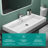 glasvilla Waschbecken Col18 Hängewaschtisch Aufsatzwaschbecken Mineralguss 1 Armaturenloch rechteckig