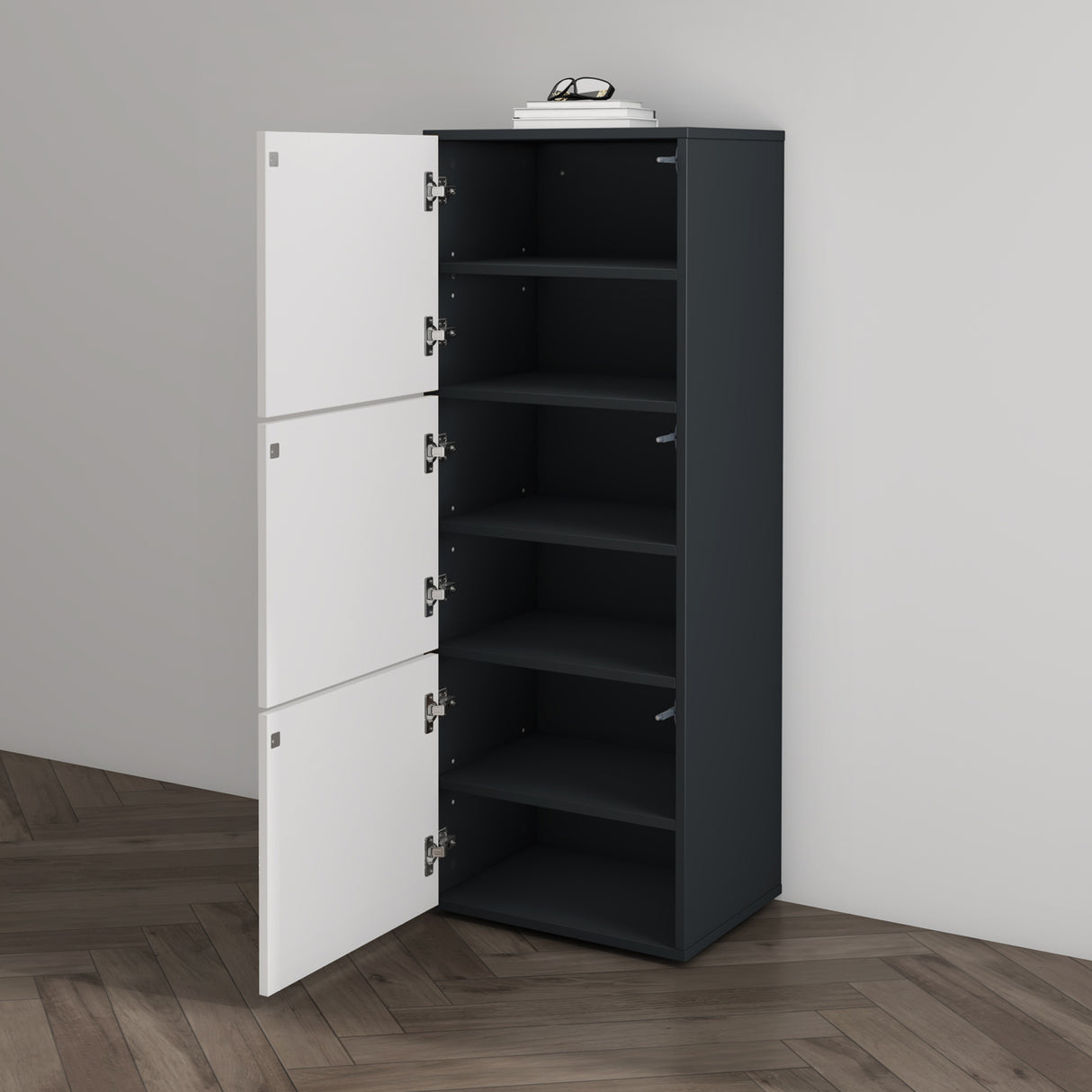 glasvilla Schuhschrank Schuhkommode mit 3 Schränken BTH: 45x36x120 cm Schuhregal Möbel Schuhschrank02