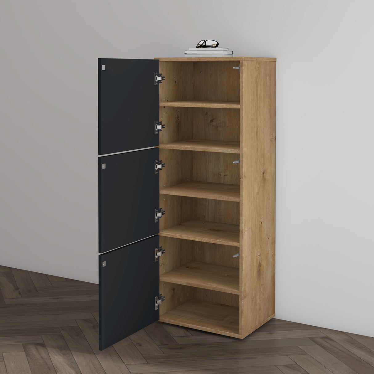 glasvilla Schuhschrank Schuhkommode mit 3 Schränken BTH: 45x36x120 cm Schuhregal Möbel Schuhschrank02