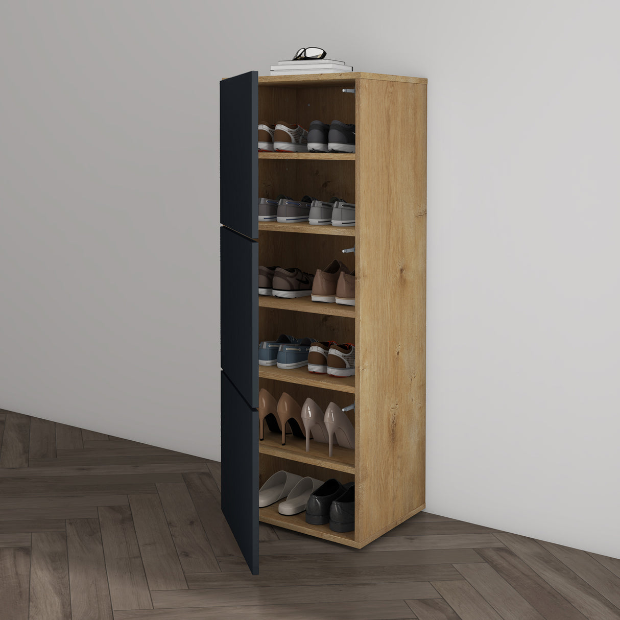 glasvilla Schuhschrank Schuhkommode mit 3 Schränken BTH: 45x36x120 cm Schuhregal Möbel Schuhschrank02