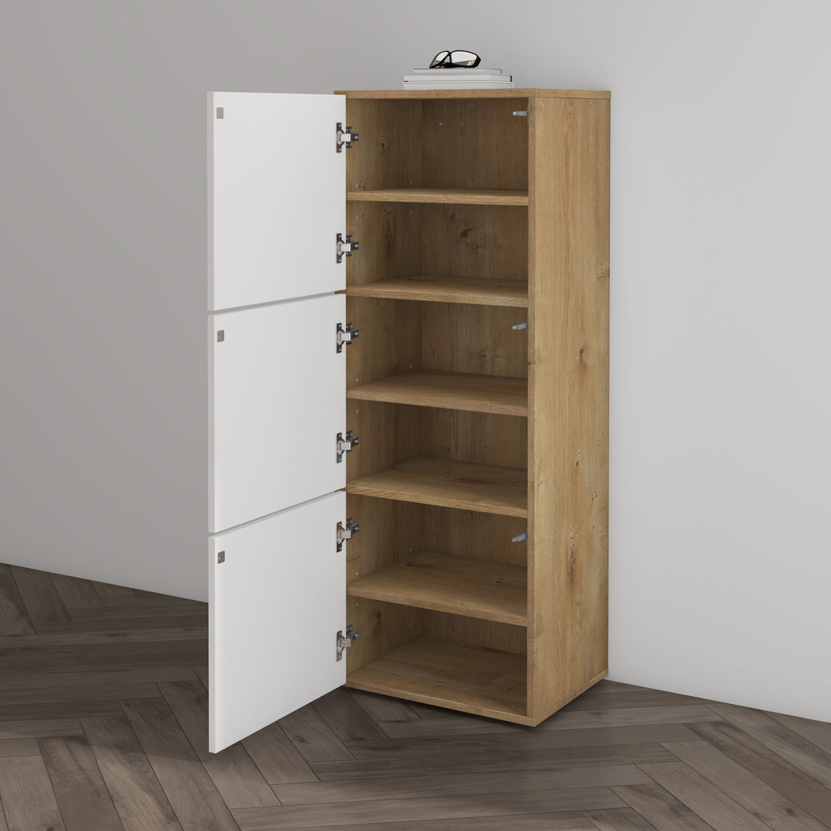 glasvilla Schuhschrank Schuhkommode mit 3 Schränken BTH: 45x36x120 cm Schuhregal Möbel Schuhschrank02