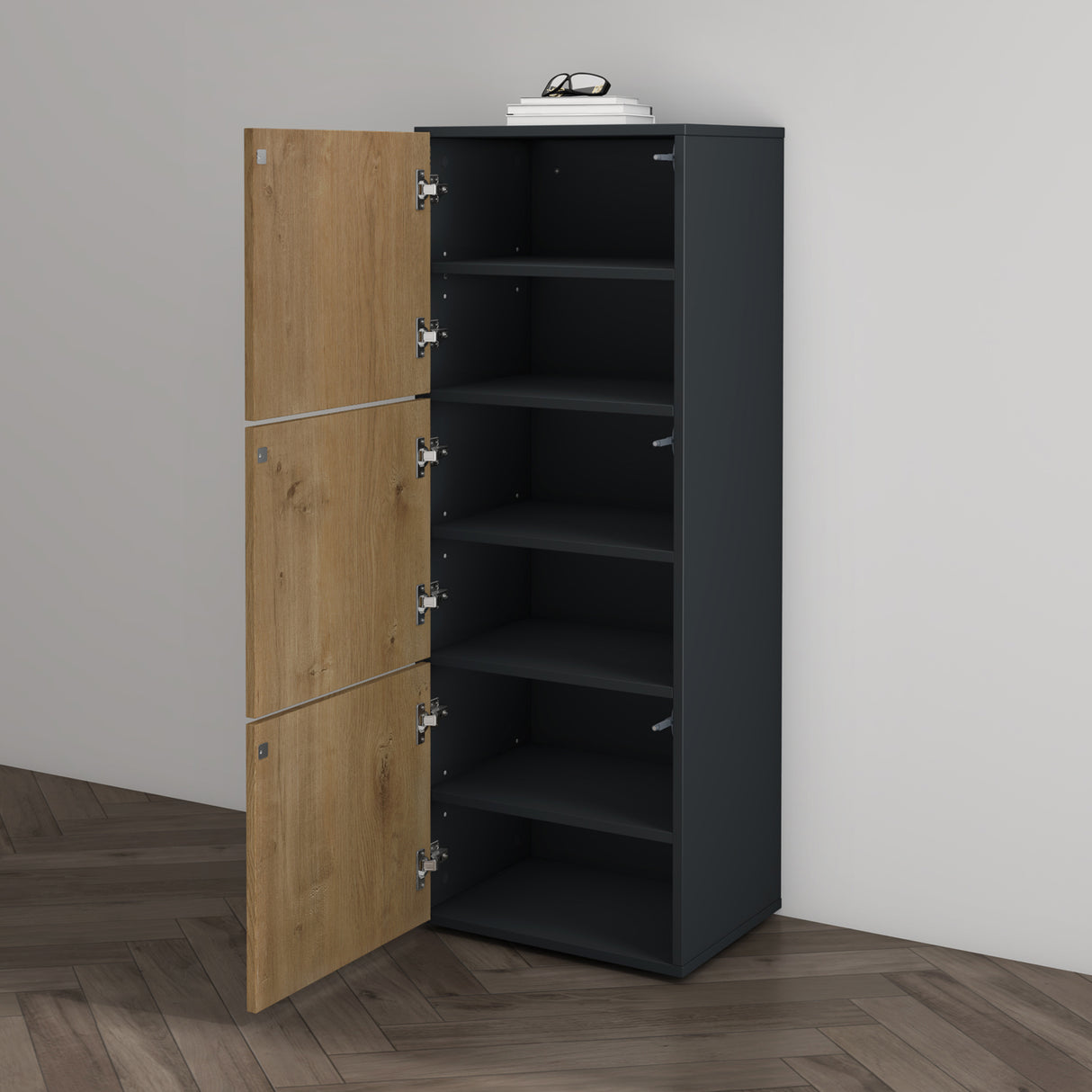 glasvilla Schuhschrank Schuhkommode mit 3 Schränken BTH: 45x36x120 cm Schuhregal Möbel Schuhschrank02