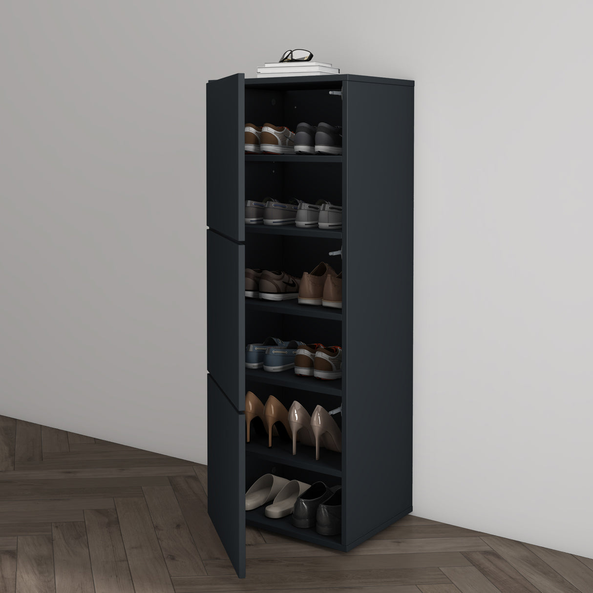 glasvilla Schuhschrank Schuhkommode mit 3 Schränken BTH: 45x36x120 cm Schuhregal Möbel Schuhschrank02