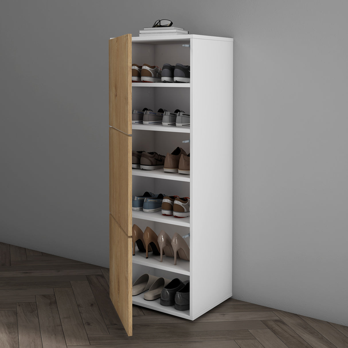 glasvilla Schuhschrank Schuhkommode mit 3 Schränken BTH: 45x36x120 cm Schuhregal Möbel Schuhschrank02