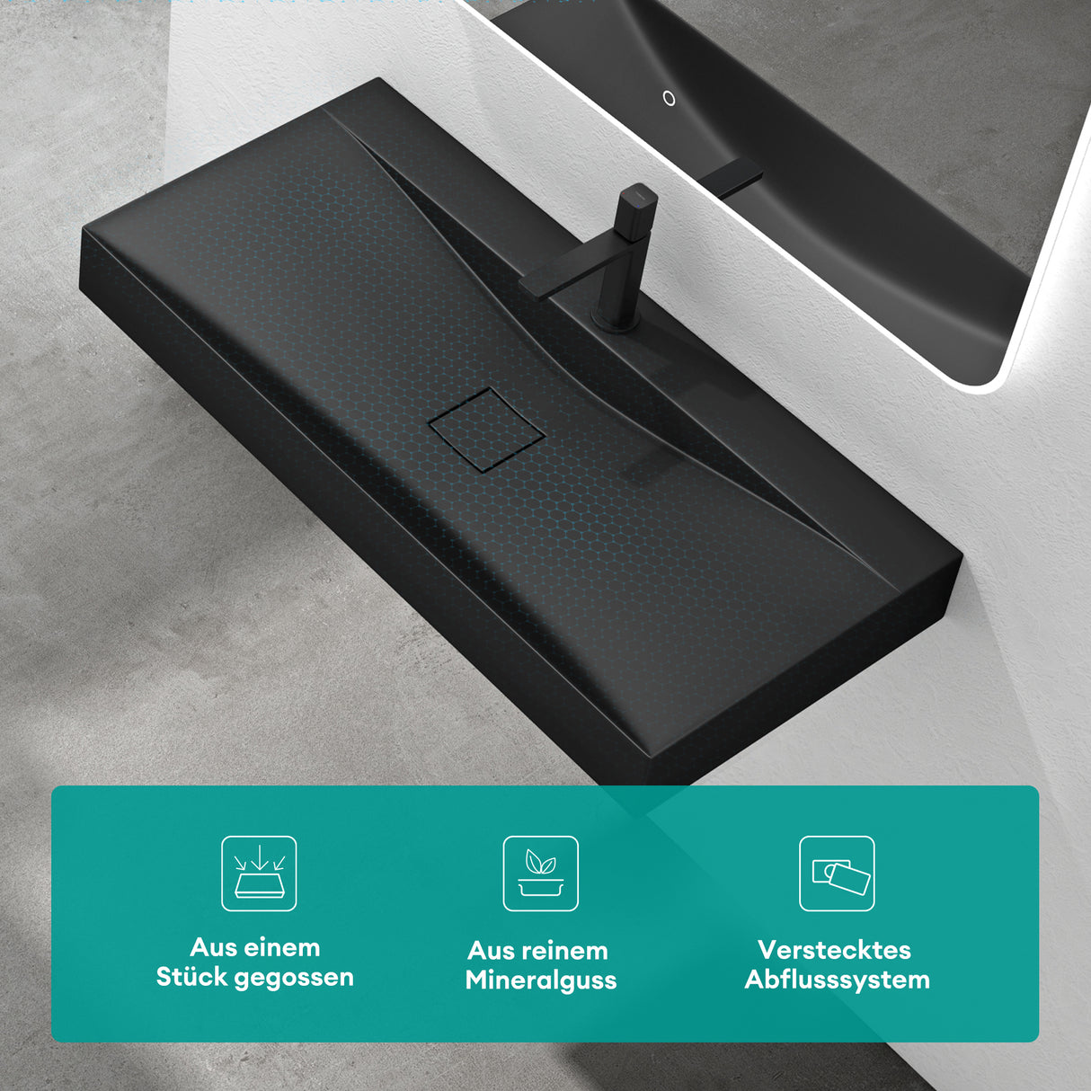 glasvilla Waschbecken Hängewaschtisch Aufsatzwaschschale aus Mineralguss Col810