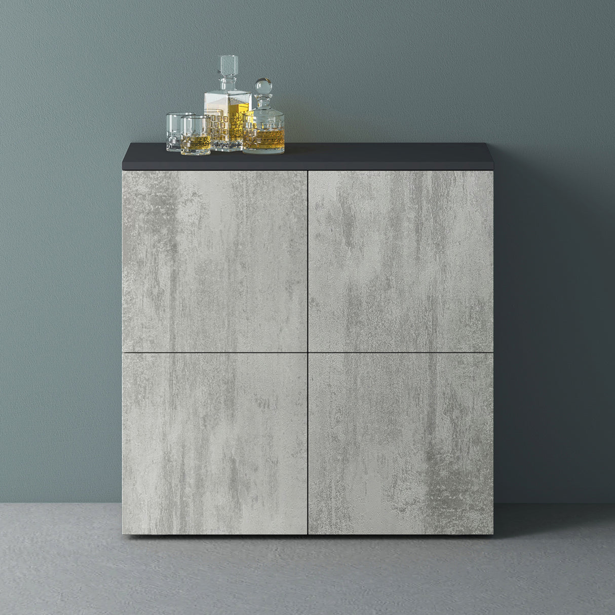 glasvilla Möbel Kommode Aufbewahrungsschrank mit 4 Türen Sideboard Schrank Mehrzweckschrank Schrank04