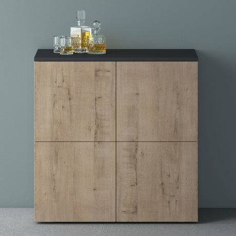 glasvilla Möbel Kommode Aufbewahrungsschrank mit 4 Türen Sideboard Schrank Mehrzweckschrank Schrank04