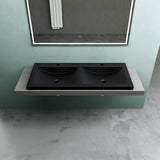 glasvilla Waschbecken Einbauwaschbecken Waschtisch 2 Becken Mineralguss rechteckig 2 Armaturenlöcher Überlauffunktion Col03