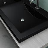 glasvilla Waschbecken Einbauwaschbecken Waschtisch 2 Becken Mineralguss rechteckig 2 Armaturenlöcher Überlauffunktion Col03