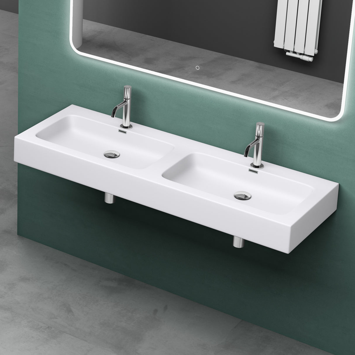 lavabo double Glasvilla, lavabo à poser, lavabo suspendu, lavabo en fonte minérale, meuble-lavabo Col830