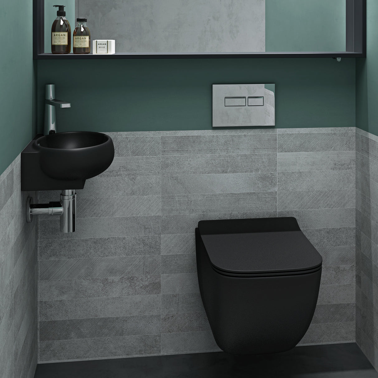 glasvilla Waschbecken Gäste WC Aufsatzwaschbecken Hängewaschbecken aus Keramik mit NANO, BTH: 42x28x15cm, Brüssel001