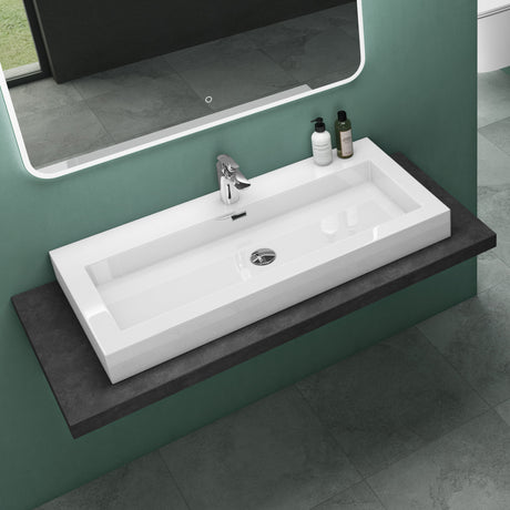 glasvilla Waschbecken Col18 Hängewaschtisch Aufsatzwaschbecken Mineralguss 1 Armaturenloch rechteckig