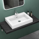 glasvilla Waschbecken Col18 Hängewaschtisch Aufsatzwaschbecken Mineralguss 1 Armaturenloch rechteckig