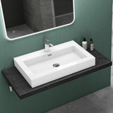 glasvilla Waschbecken Col18 Hängewaschtisch Aufsatzwaschbecken Mineralguss 1 Armaturenloch rechteckig