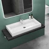 glasvilla Waschbecken Col18 Hängewaschtisch Aufsatzwaschbecken Mineralguss 1 Armaturenloch rechteckig