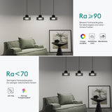 glasvilla Pendelleuchte LED Hängelampe 3000K/4000K/6000K Verstellbares Kabel Schwarz Hängeleuchte für Esszimmer Wohnzimmer Schlafzimmer