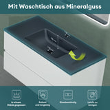 glasvilla Badmöbel-Set Waschtisch mit Unterschrank Mineralguss Waschbecken in Anthrazit Waschbeckenunterschrank  2-Schubladen Soft-Close Aqualis