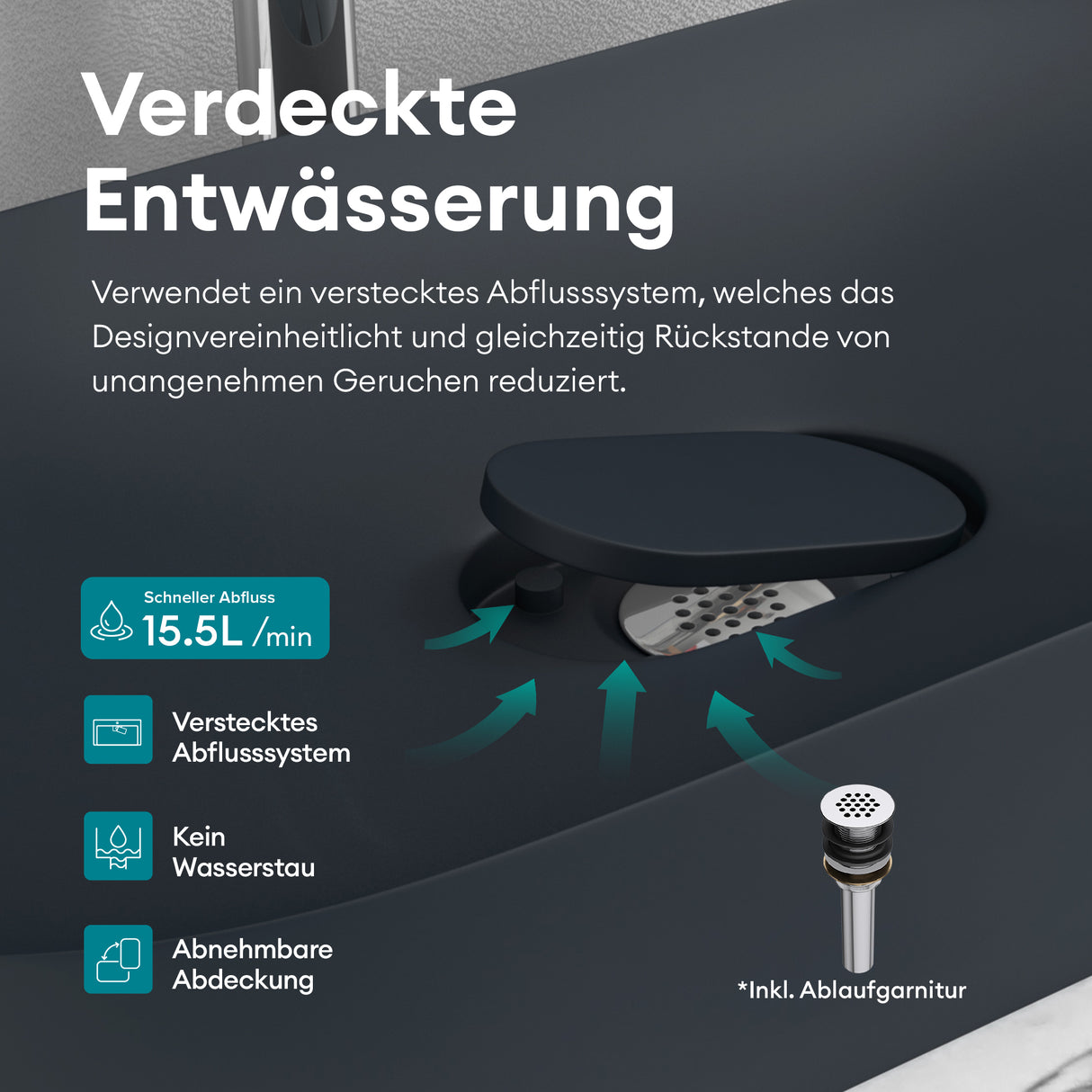 glasvilla Waschbecken Aufsatzwaschbecken Waschschale aus Mineralguss inkl. Nano-Versiegelung Col826