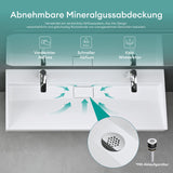glasvilla Waschbecken Aufsatzwaschbecken Hängewaschbecken Hängewaschtisch inkl. Ablaufgarnitur Mineralguss Rechteckig Waschplatz col19