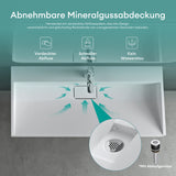 glasvilla Waschbecken Aufsatzwaschbecken Hängewaschbecken Hängewaschtisch inkl. Ablaufgarnitur Mineralguss Rechteckig Waschplatz col19