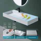 glasvilla Waschbecken Aufsatzwaschbecken Hängewaschbecken Mineralguss Rechteckig Waschplatz Col630