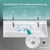 glasvilla Waschbecken Aufsatzwaschbecken Hängewaschbecken Hängewaschtisch inkl. Ablaufgarnitur Mineralguss Rechteckig Waschplatz col19