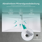 Lavabo Glasvilla, lavabo suspendu, lavabo à poser en matériau minéral moulé, Col810