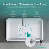 glasvilla Waschbecken mineralguss Einbauwaschbecken mit Ablaufabdeckung Col104