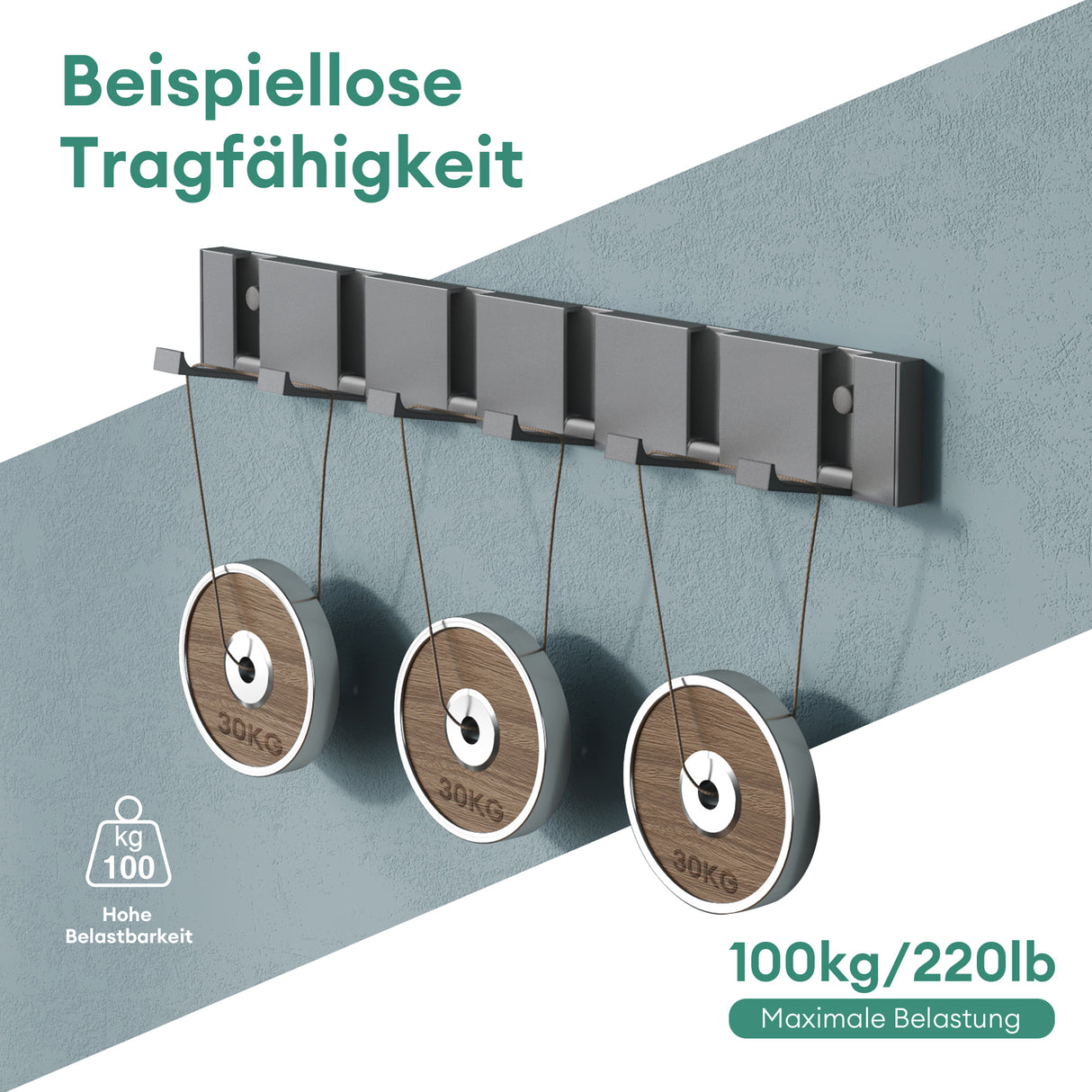 glasvilla Kleiderhaken ohne Bohren Wandgarderobe Wandhaken aus Edelstahl Garderobenleiste Garderobenhaken Stalo-04+05