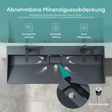 glasvilla Waschbecken Aufsatzwaschbecken Hängewaschbecken Hängewaschtisch inkl. Ablaufgarnitur Mineralguss Rechteckig Waschplatz col19