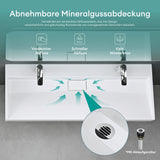 glasvilla Waschbecken Aufsatzwaschbecken Hängewaschbecken Hängewaschtisch inkl. Ablaufgarnitur Mineralguss Rechteckig Waschplatz col19