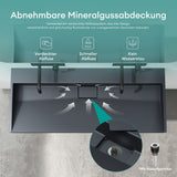 glasvilla Waschbecken Aufsatzwaschbecken Hängewaschbecken Hängewaschtisch inkl. Ablaufgarnitur Mineralguss Rechteckig Waschplatz col19