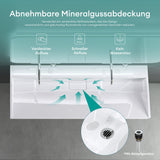 glasvilla Waschbecken Aufsatzwaschbecken Hängewaschbecken Hängewaschtisch inkl. Ablaufgarnitur Mineralguss Rechteckig Waschplatz col19