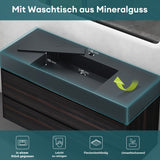 glasvilla Badmöbel Set Badezimmermöbel 120cm Waschbecken Waschtisch mit Unterschrank Deep