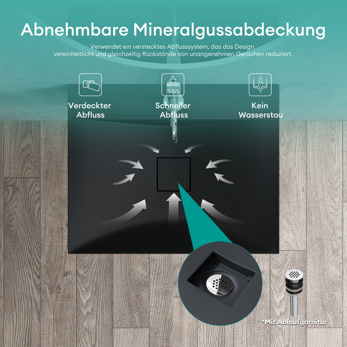 glasvilla Waschbecken Hängewaschtisch Aufsatzwaschschale aus Mineralguss Col810