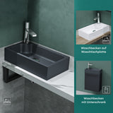 glasvilla Waschbecken Gäste WC Aufsatzwaschbecken mit Hahnloch 46x26x11cm Mineralguss Eckig Klein Waschschale Waschplatz Col101