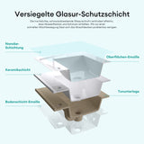 glasvilla Waschbecken Einbauwaschbecken Waschtisch Weiß glänzend aus Keramik inkl. Nano-Beschichtung Rechteckig Brüssel911