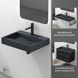 glasvilla Waschbecken Aufsatzwaschbecken Hängewaschbecken Hängewaschtisch inkl. Ablaufgarnitur Mineralguss Rechteckig Waschplatz col19