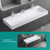 glasvilla Waschbecken Aufsatzwaschbecken Hängewaschbecken Hängewaschtisch inkl. Ablaufgarnitur Mineralguss Rechteckig Waschplatz col19