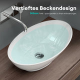 glasvilla Waschbecken Aufsatzwaschbecken Waschschale Waschtisch aus Mineralguss Oval Col807