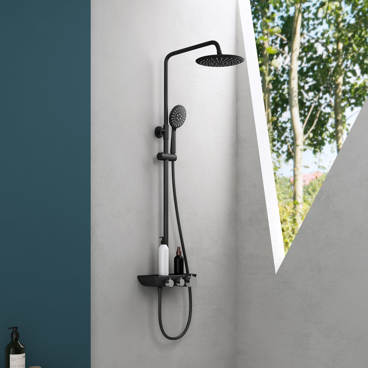 glasvilla Duschsystem mit Hand- und Kopfbrause Regendusche Duscharmatur mit Wandhalterungs-Set