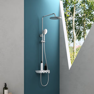 sistema de ducha glasvilla con ducha de mano y de cabeza, ducha de lluvia, grifería de ducha con juego de soporte de pared