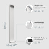 glasvilla Außenleuchte 10x6x60cm IP65 Wegeleuchte Außen | Pollerleuchte für Garten, 3000K Stehlampe Gartenlampe | Außenlampe Standleuchte 6W LumaTorch