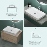 glasvilla Waschbecken Aufsatzwaschbecken aus Mineralguss Waschschale Waschtisch inkl. Standard DIN-Anschlüsse Col815