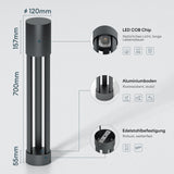 glasvilla Außenleuchte ⌀120xH700mm IP65 Wegeleuchte Außen | Pollerleuchte für Garten, 3000K Stehlampe Gartenlampe | Außenlampe Standleuchte 10W NeoForge