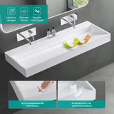 glasvilla Waschbecken Aufsatzwaschbecken Hängewaschbecken Hängewaschtisch inkl. Ablaufgarnitur Mineralguss Rechteckig Waschplatz col19