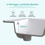 glasvilla Waschbecken Einbauwaschbecken Waschtisch Weiß glänzend aus Keramik inkl. Nano-Beschichtung Rechteckig Brüssel911