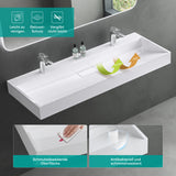 glasvilla Waschbecken Aufsatzwaschbecken Hängewaschbecken Hängewaschtisch inkl. Ablaufgarnitur Mineralguss Rechteckig Waschplatz col19
