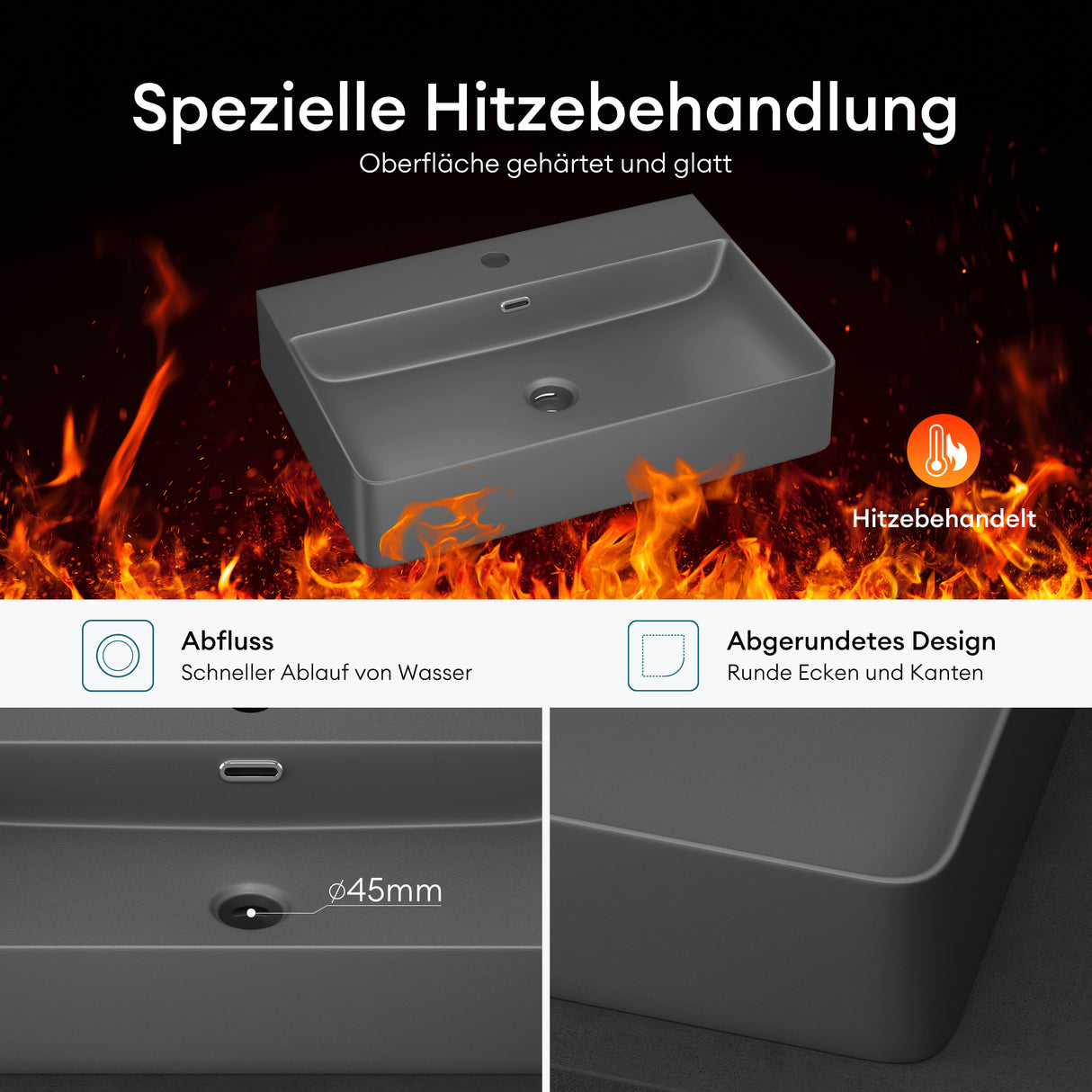 glasvilla Waschbecken Aufsatzwaschbecken Meissen201 Waschtisch aus Keramik inkl. Nano-Beschichtung